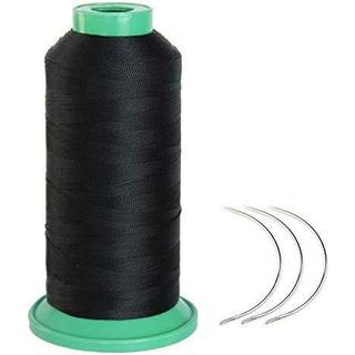 Ungt h?r 1700 meter elastisk nylon sytr?d 3stk 9 cm kr?lle n?le til parykfremstilling (sort)