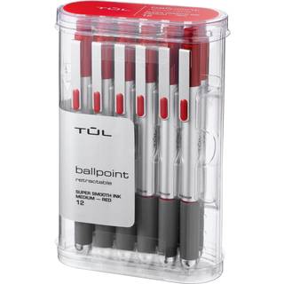 Tul bp3 ballpoint udtr?kkeligt medium punkt 1,0 mm s?lv t?nde r?d bl?kpakke p? 12
