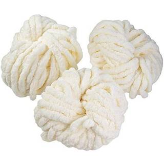 Idiy Chunky Yarn 3 Pack (24 yards hver Skein) - Cream - Fluffy Chenille Yarn Perfekt til bl?dt kast og baby -t?pper armstrikning af h?kling og DI