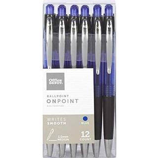 Office Depot Soft-Grip udtr?kkeligt kuglepente Pens Medium Point 1,0 mm Bl? t?nde Bl? bl?kpakke p? 12