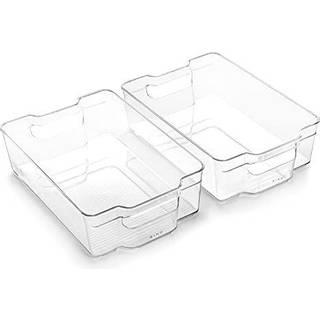 Bino | Stackable Storage Bins Stor - 2 Pack | Stablerkollektionen | Ryd plastopbevaringsbakke | Indbyggede h?ndtag | BPA-fri | Containere til org