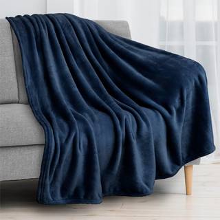 Pavilia Navy Blue fleece kast tæppe til sofa mørkeblå super blød fuzzy flanell kast til sofa luksus plys mikrofiber seng tæppe hyggeligt hjemmede