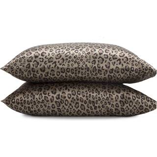 2 Pack Standard Pillow Cases - Silky glat pudebetræk - satin - fantastisk til hår og hud - luksus - Satin Pillowcase - Sæt på 2 - Leopard