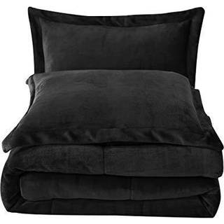 Chezmoi Collection 3-delt Micromink Sherpa Reversible Down Alternative Comforter Set (King Black)