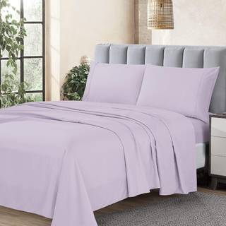 Cathay Home Essentials ultra bl?d hypoallergenisk rynkebestandig dobbelt b?rstet mikrofiber senget?j ark s?t lavendel fuld