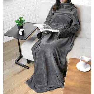 Pavilia gr? fleece b?rbart t?ppe med ?rmer til voksne kvinder m?nd bl?d varm fuld kropsindpakning kast sweatshirt lomme hyggeligt pullover robe t