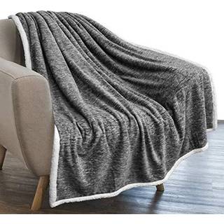 Pavilia melange m?rkegr? sherpa t?ppe kast til sofa varmt bl?dt hyggeligt reversibelt t?ppe sofa seng tyk plys stor fleece bil t?ppe dekorativ hj