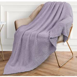 Pavilia super blødt kastetæppe til sofa fluffy hyggeligt let lilla tæppe fuzzy varmt strik tæppe til seng sofa lavendel lilac 50x60
