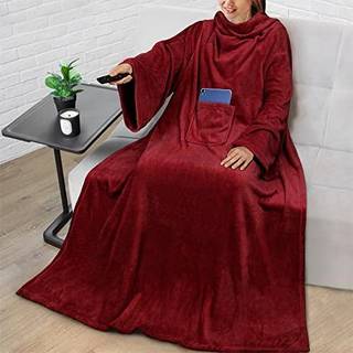 Pavilia premium fleece t?ppe med ?rmer til kvinder m?nd voksen b?rbart t?ppe varm hyggeligt super bl?dt ?rmer kast med arm gave til kvinder mor k