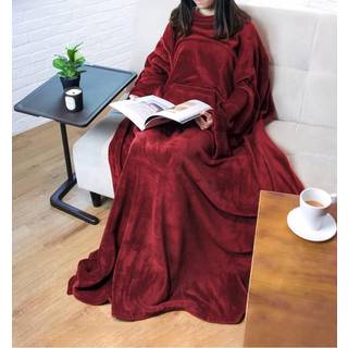 Pavilia vin r?d fleece b?rbart t?ppe med ?rmer til voksne kvinder m?nd bl?d varm fuld kropsindpakning kast sweatshirt lomme hyggeligt pullover ro