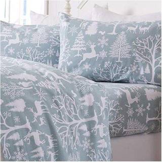 Great Bay Home Flannel Sheet Set Queen St?rrelse - 100% Turkisk bomuld Dobbeltb?rstet trykte lagner - Ultra -bl?d hyggeligt 4 -delt senget?jss?t