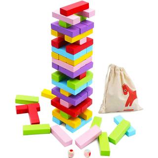 Blid monster tr? farverige stabling br?tspil Builing blokke til b?rn drenge piger 54 pcs tr?balanceringsblokke montessori leget?j gave til b?rn k