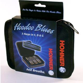 Hohner HBP Hoodoo Blues 3-pak: 3x 10-huls diatoniske mundharper i C, D og G med messingtunger