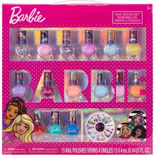 Barbie Movie 18 Stykke Sæt Kids Vandbaseret neglelak aktivitet Makeup Set inkluderer neglelak med negleperler hjul og neglefil til fester sleepov