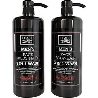 Det Døde Hav MenAs 3-i-1 Sandeltræ Kropsvask, 2-pak (676 fl oz) - Ansigt, Hår og Krop til Mænd