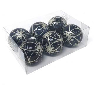 Allgala 6-Pk 3 tommer luksusglitter Rich Decoration Christmas Tree Ornament Balls-Navy Blue-XB93105