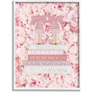 Stupell Industries Pink Fashion Heals med glambøger og rosdetaljer Design af Amanda Greenwood White Framed Wall Art 11 X 14