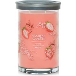 Yankee Candle White Strawberry Bellini Duftende signatur 20 oz Stor tumbler 2-wick stearinlys over 60 timers forbr?ndingstid