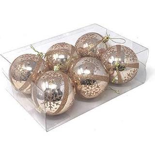 Allgala 6-Pk 3 tommer luksusglitter Rich Decoration Christmas Tree Ornament Balls-Rose Gold-XB93107