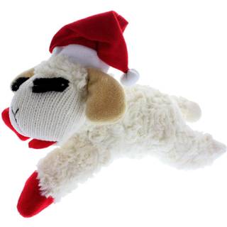Multipet Lamb Chop Dog Plush Toy W/Santa Hat - Squeaky Dog Leget?j til alle hunde - Ekstra bl?dt plyshund leget?j - udstoppet dyrehund leget?j ti