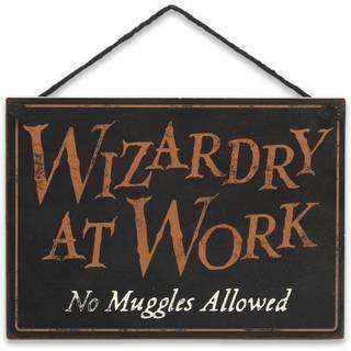 ?bne vejm?rker Harry Potter Dobbeltsidet h?ngende tr?v?gindretning - Wizards Velkommen Muggler Tolererer og troldm?nd p? arbejdet Ingen muggler t