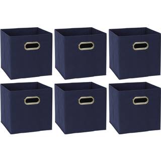 Husholdnings Essentials 81-1 Foldbare stofopbevaringsboks | S?t med 6 cubby -terninger med h?ndtag | Navy Blue 6 lbs