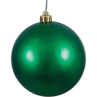 Vickerman 6 """" Emerald Mat Ball Ornament - Shatterfast UV Resistent Plastic - Boret h?tte med blomstertr?d - S?t med 4 - Dybgr?n julepynt til tr?