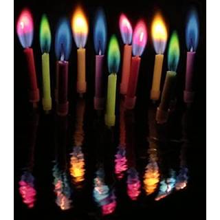 FANTASTISK COLORFLAME MULTICOLOR Happy Birthday Candles and Indeas (12 Count) Unscented