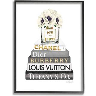 Stupell Industries Blooming White Floral Display på Glam Designer Bookstack Wall Art 11 X 14 Black Framed