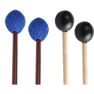 UNIME 2 par tastatur marimba mallets træhåndtag Medium Blå Hard Yarn Hovedtastatur Marimba Mallets Black Rubber Bell Mallets Glockenspiel Sticks