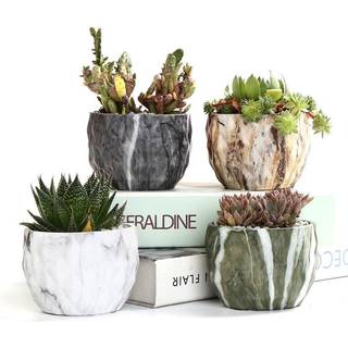 SE Sun-e Sun-e Modern Style Marmling Ceramic Flower Pot Succulent/Cactus Planter Pots Container Bonsai Planters With Hole 3