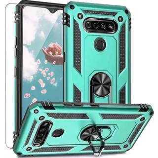 TJS Kompatibel med LG K51 Case LG Q51 Case LG Reflekter sag med [tempereret glassk?rmbeskytter] [Metal Ring] [Magnetisk support] Kickstand Heavy