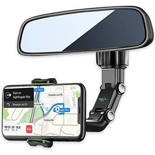 PKYAA Bil bakspejl telefonholder - 360 roterende multifunktionel holder til telefon og GPS, universel pasform til alle smartphones