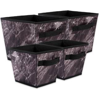 DII Polyester vaskeri bin Marble Black Trapezoid Assortered (Sæt på 4)