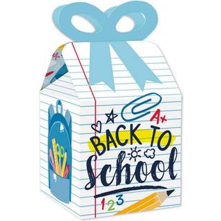Stor prik af lykke tilbage til skolen - firkantet favorit gave?ske - f?rste dag i skoleklasseledskabsdekorationer Bow Boxes - S?t p? 12