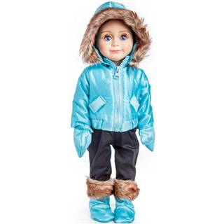 Dronningens skatte 18 tommer dukke t?j komplet ski slid outfit 6 stykke lynl?s med bl? jakke bukser handsker og st?vler for kompatible til brug m