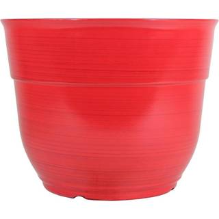 Haveelementer glaseret børstet glad stor plastplast planter lys rød 15 """"