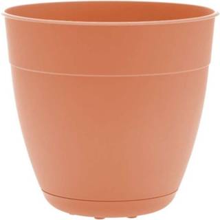 Bloem Dayton Planter med tallerken: 12 """" - Koral - 100% genanvendt plastikpotte Fjernelige tallerken forhøjede fødder til indendørs og udendørs