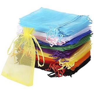 Bouraw 120pcs Organza tasker 4x6 tommer med m?rker af tr?kklemmer Bryllupsfest Julegavemaskiner (blandet farve)
