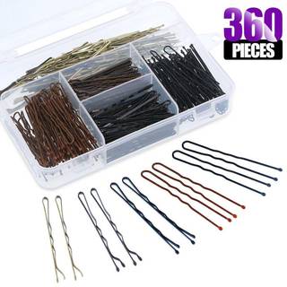 SWPEET 360 stykker 2 Styles Hair Pins Kit inklusive 216 pcs Bobby Pins og 144pcs U Hair Pins H?rklip med opbevaringsboks til piger og kvinder gul
