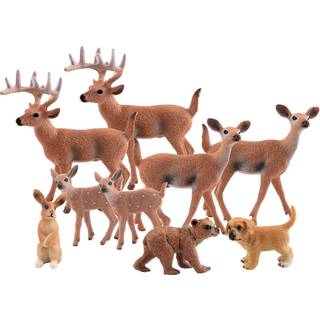 Tuparka 9pcs skovdyr sæt miniature figurer skovdyr hjorte figurfigur hund kanin bjørn figur miniature dyr skovkage toppers