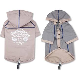 TouchDog 'Cloudburst' Reversible Dog Raincoat - Vandt?t hundefrakke og justerbar Rainbreaker Pet Raincoat eller Outdoor Dog Jacket med indbygget