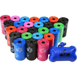 Downtown Pet Supply 500 Count Unscented Dog Waste Poss With Dog Poop Bag Dispenser Rainbow With Paw Prints - Lækagebeskyttet hundepoop -tasker på