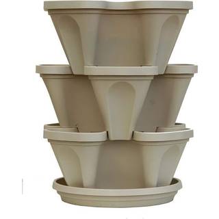 3 Tier Stackable Garden - Indend?rs / udend?rs lodret planters?t - Selvvandingsniveauer fra toppen og ned - Dyr friske urter i k?kkenet eller g?r