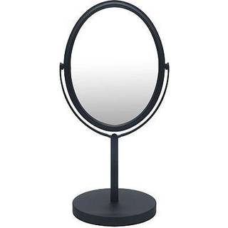 Indecor hjem fritstående dobbeltsidet bordplade makeup metal forfængelighed spejl 1x og 3x forstørrelse oval drejelig spejl til skrivebord sovevæ