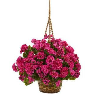 Nästan naturlig pelargon hängande korg konstgjord växt UV resistent (inomhus/utomhus)