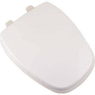 Komfort s?der C050WD00 Deluxe MDF Tr? langstrakt toiletstol og plastiske h?ngsler hvidt