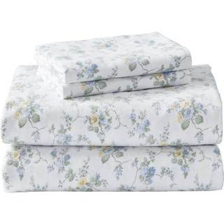 Laura Ashley Home - Full Sheets Cotton Flannel Bedding Set b?rstet for ekstra bl?dhedskomfort (Le Fleur Full)