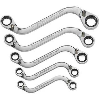 GEARWRENCH 5-delt reversibelt S-formet dobbelt boksnøgle-sæt med ratchet, metrisk, 12-kant, 85299 - 10/12, 11/13, 14/16, 15/17, 19/22 mm
