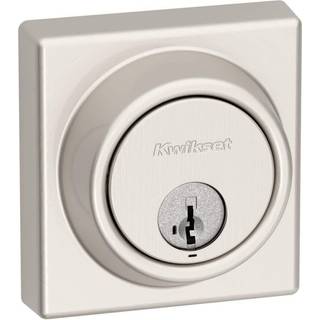 Kwikset 816 Key Control Deadbolt Lock Satin Nickel Square Exterior Keyed Front Entrect Door Pick Resistant SmartKey Security Secural Cylinder Dea